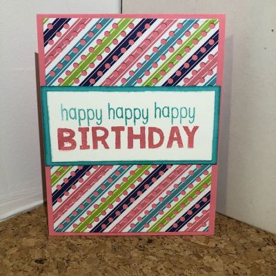 Dotted Birthday
I used the dotted background die over striped pattern paper. I believe this stamp set is from the March kit club. Inside sentiment is from boldbirthday2stamp 
