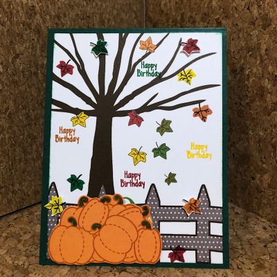 Tree DSP Card 2 
Second card with the same background DSP. 
Embellished with pumpkins and more leaves. 
