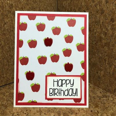 Apple Birthday 
I just love this pattern paper. I embellished with puffy apple stickers. 
