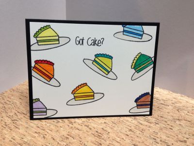 Fun Birthday Card
I stamped the small cake slice to make my own background. Colored in with TSOL markers. 

