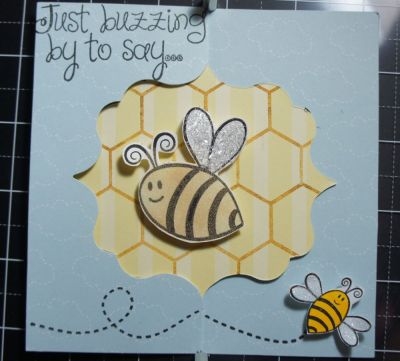 Bee-birthday
This card says "hap-bee birthday" inside 
