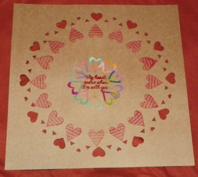 Made using Stamps of Life"Hearts2diefor" collection, We R Memory Lucky 8 Punch Eternal   Heart, and Inkadinkado Stamping gear.
