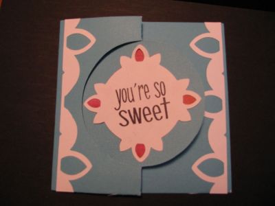 Sweet thanks
used the circut to cut the compass and the borders.  The circle flip-it is so much fun!  I love the different uses.  The white is layered over a hot pink - burgandy background.  But this could be done with a simple white circle and a color circle along with any border using the die cuts that Stephanie has for sale.  Tweak to your supplies and needs.
Keywords: thank flip-it hearts