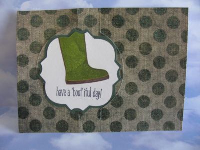 boot celebrate inside
Use for a birthday, graduation, or any celebration.

I placed the half of the saying I wanted on the edge and simply turned the unneeded words to the edges, inked and stamped.
