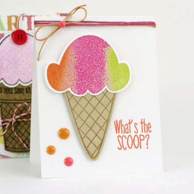 What's the Scoop?
Here's a card I created using various heat embossed embossing powders to get an ice cream like look!
