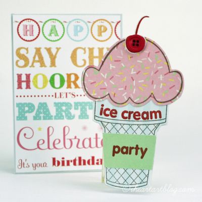 Ice Cream Shaped Invite
The dies make it really easy to create custom shaped invites for all your ice cream party themed occasions!
