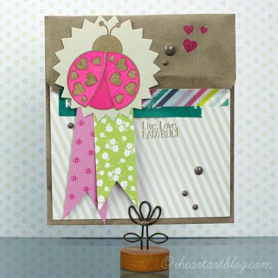 Ladybug Small Gift Bag
Here's a small paper gift bag I altered using some pretty Dear Lizzy papers and the Ladybugs2Love Stamp Set. 
Keywords: ladybugs2love
