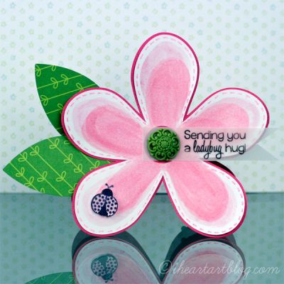 Ladybug On A Flower
Here's a fun shaped card I created using the ladybugs2love stamps, some die-cut flowers & leaves, and Gelatos!
Keywords: ladybugs2love