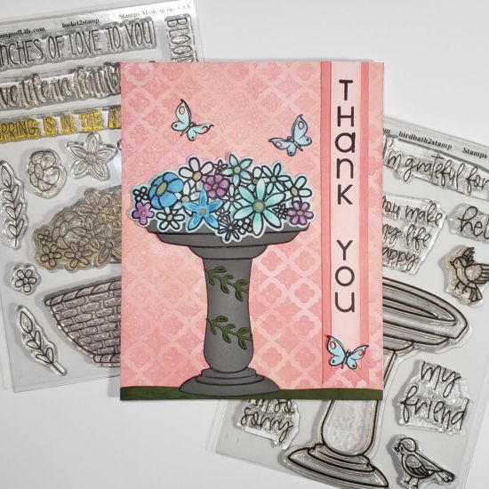 Keywords: Stencils standup4sentiments plantsarefriends Birdbath2stamp Birthday2celebrate