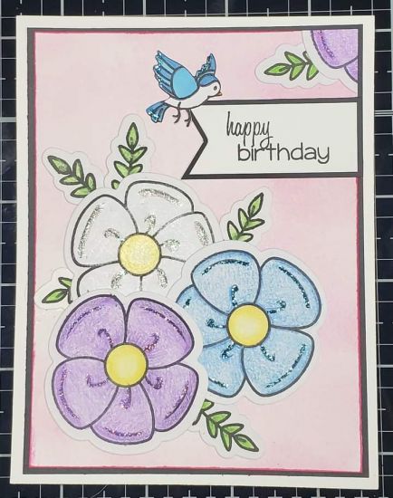 Keywords: Birthday, bird, flowers