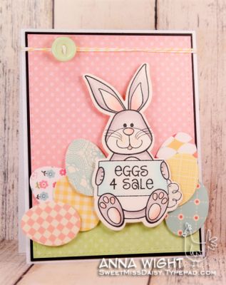 Eggs 4 Sale
I used the bunny4easter set and lg bunny die, along with the small eggs4easter egg die to create this card.  I also used Stephanie Barnard SPRINKLES chunky glitter on the bunny's tail. CUTE!
Keywords: Bunny4Easter eggs4easter