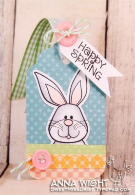 Bunny Tag
Created this cute bunny tag using bunny4easter stamps, lg bunny die, and Sizzix tag Bigz die.  Buttons and baker's twine dress it right up!
Keywords: Bunny4easter