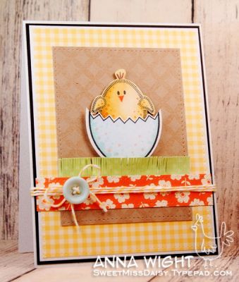 Cracked Egg
I used the chick from eggs4easter and an egg for eggs2hunt, along with the large egg die to create this card. I also used pattern2love stamped on the kraft cardstock for added interest to the center panel.
Keywords: eggs2hunt eggs4easter pattern2love
