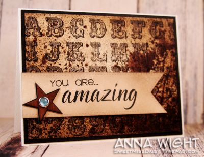 You Are Amazing
Used alpha4Fayleen to create a background for the base of the card. The sentiment on the banner is from the YouAre2Kind sentiment set -- one of my favorites!

Star die cuts made using two "star" Sizzix Bigz dies.

Stephanie Barnard inks and sprays.
Keywords: alpha4fayleen youare2kind