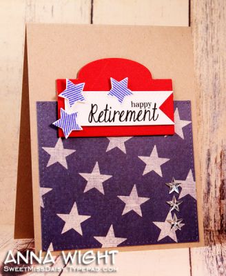 happy retirement
stars from stars4you2, dies from cupcake/birthday Sizzix stamp/die set, banner from Banners #2 Sizzix stamp/die set, red label from labels ornate #4
Keywords: stars4you2 sign4words