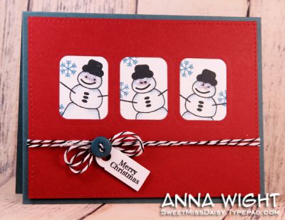 Framed Snowmen
Used the Sampler2Love dies to create this fun window card, with peeking snowmen. :)
