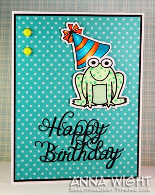 Happy Birthday w/ Froggy!
Froggy stamp and die, and hat stamp and die from Cookie set.
