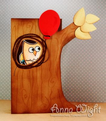 Owl Tree
Hand cut the tree shape, used the scribbles2stamp set to create the "hole" in the tree trunk, and added the owl peeking out from inside. Fun card to make!
