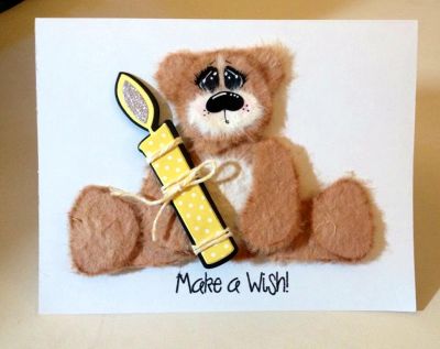 Make a Wish 
Hi Friends, Sharing my card using this months club stamp set and dies , Candles4Birthday ..Along with a home made tearbear 
Keywords: candles birthday 