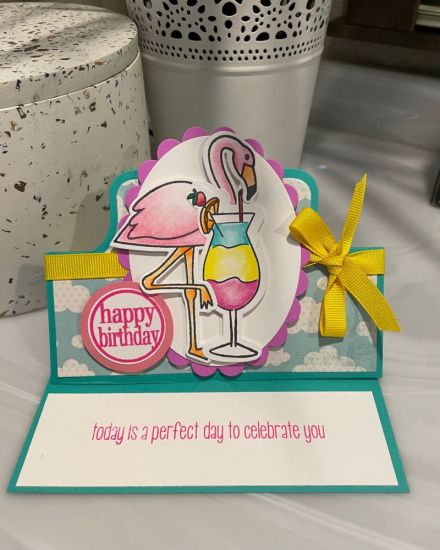 Flamingo cocktail birthday stand up 
