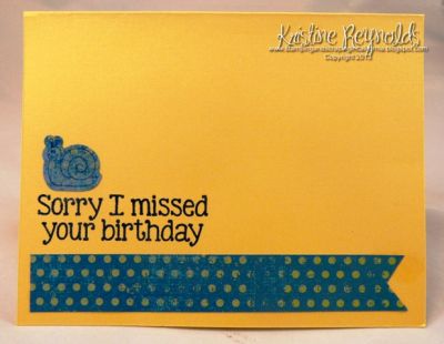 I'n Late (inside)
inside of I'm Late card using new snail dies
Keywords: snails2mail, insides4snails, snail dies, belated birthday