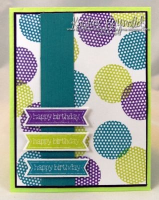 Birthday Banners
Background was stamped with circle image from Shapes2Stamp set.  Sentiment is from minibanners2cut.
Keywords: birthday, shapes2stamp