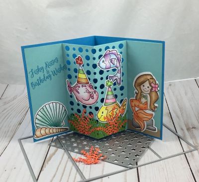 Birthday Fishes 
Keywords: medium dotted background die 3D popup drop in mermaid2stamp fish2stamp shells2stamp birthday