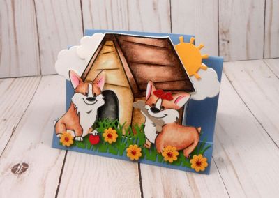 Center Step Corgi's 
Keywords: step up card die corgis2stamp grass dies Hello Sunshine