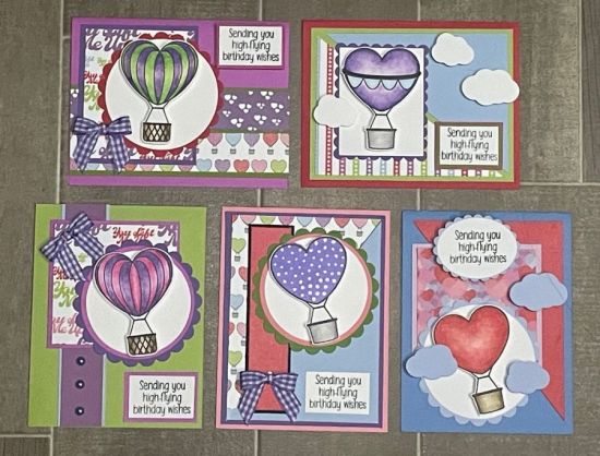 More Heart Birthday Balloons
Cut up the entire patterned paper pad and went to town making cards with the December 2024 Card Kit!  So Fun!!!  I'll post a few more pics to showcase the cards
Keywords: Heart Hot air balloons clear stamps card kit birthday