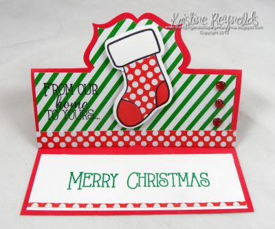 Stand Up Stocking Card
Fun card created with Stockings4Christmas.  I die cut the paper that is on the stocking to match the card.  The paper is from the Happy and Love Story paper pads.
Keywords: sizzix Regal Stand up card die stockings4christmas 