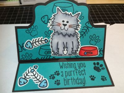 Cats 2 Stamp
So happy that the SOM now comes with a card for ideas.  I took this one straight from Vanessa Buzard and started playing the day the stamps and dies arrived.  It's already on it's way to my niece for her birthday.
