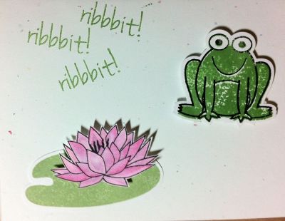 Ribbit Ribbit Ribbit Birthday
The inside says Hoppy Birthday.  

Used:


