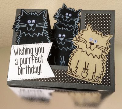 Purrfect Birthday
Stepdaughter has three black cats and one Himalayan mix. All rescues. She is definitely a Cat Lady. Purrfect set for her. 
Keywords: Cat2stamp, Friends Forever