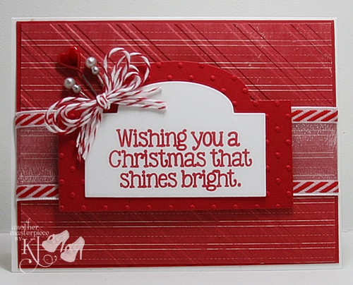 Christmas that shines bright
Sentiment stamped onto the Ornate Labels 4 framelits
