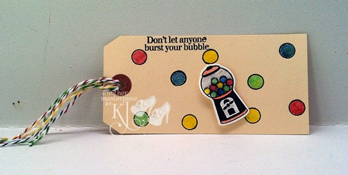 Tag with random bubblegum and the mini die used, some distress stickles for an antique look

