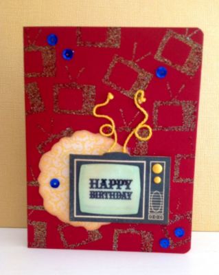 "Happy Birthday"
For this fun masculine card I used. Copic market BG10, glossy accents, blue sequins, yellow candy dots, yellow craft-thread, embossing powder ranger (holographic) and VersaMark.
