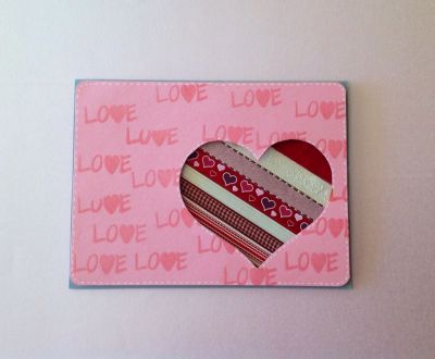 "Ribbons of Love Card"
Easy to created card, pink and gray card stock, clear embossing powder, white pen and ribbons of different colors. I draw the heart and cut it.
