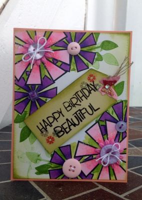 Happy Birthday Beautiful!
I created this beautiful card for my niece 8th birthday!!! I used buttons, thread, flowers, stickles, butterfly, I also used copic markers to color the flower, glue some S.B chunky glitter on the pink flowers. P.S. My baby make a boo boo stamping the leaves on the left side...:)

