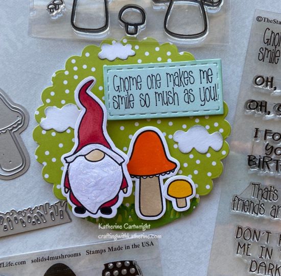 Scallop Circle Gnome and Mushroom
