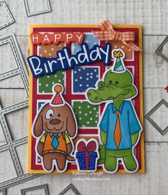 Party Animals Stitched Window Card
