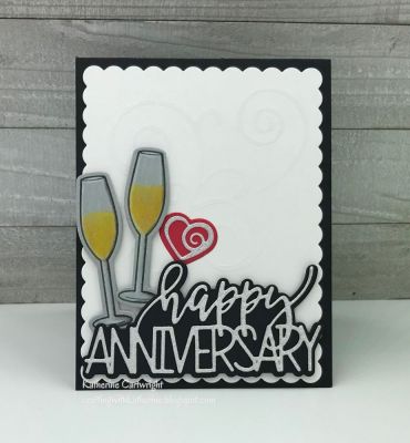Trendy Happy Anniversary Swirls Card
Keywords: words4toasting FancyHeartsandSpirosDies StitchedRectangleDies swirls2buildandswirls4background