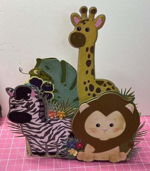 Safari Box It
Keywords: Large box it lion horse giraffe zebra stamp leaf fold it safari