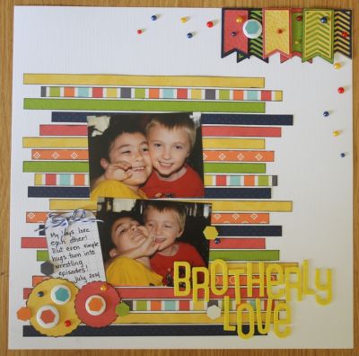 Brotherly Love
Triplit Banners are one of my "go to" tools for making embellishments for my scrapbook layouts!!
