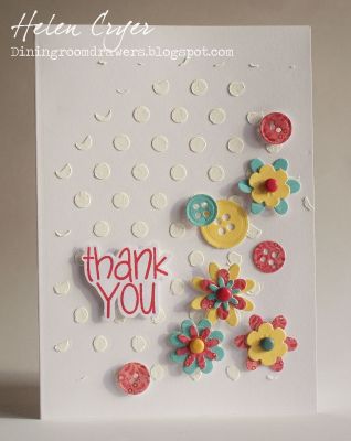 *Dotty Thank You
The dots were made with homemade embossing paste - there is a tutorial on my blog here: http://diningroomdrawers.blogspot.co.uk/2014/02/crazy-4-challenges-purple-onion-camera.html
Keywords: Mini Button Dies MiniFlowerDies pinwheels2stamps