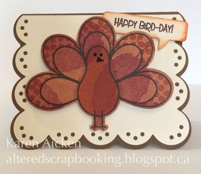 Happy Bird-Day
Turkey is on an Action Wobble so he bobs and wobbles around on the card.
Keywords: Thanksgiving, Fall, Turkey,