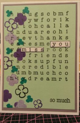 Miss You So Much
Sometimes you just need a card that let's someone know how much they mean to you.
Used branches4flowers and search4words to make this card, combined with purple and green cardstock. Quick and easy.
Keywords: branches4flowers search4words