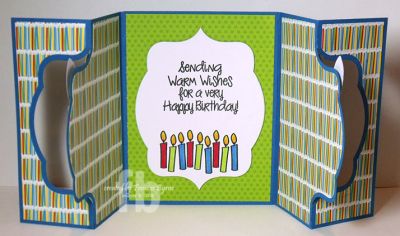 *Sending Warm Wishes (inside)
Gatefold Card using Sizzix Royal Stand-Up Card Framelits 
Keywords: candles4birthday morecandles2stamp Sizzix Stand Up Cards