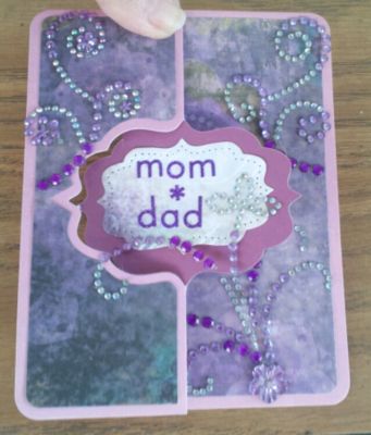 Anniversary Card Using Sizzix Flip It
How Easy & Fast was this?  I loved the fact that I could add the bling.  Cut them so that when you let the card go it looked like they all were connected.  My parents Anniversary is so close to Thanksgiving that it's always a last min. thing with me.  This Flip It Card was Fun & Fast.
Half Hour card from start to finish.  That includes me deciding on colors & every thing. 
