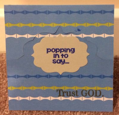 Popping in to say standup card
Popping in to say... Stand-Up Card

Fancy Labels Stand-Up Card Die
Fancy Labels # 4 dies 
Flower layers and leaf dies

Stamp sets:
Words4popcorn
Life2hard
Created4you

Inks by The Stamps of Life:
Cornflower
Artichoke
Blueberry

Misc:
Gray card stock
Patterned paper


