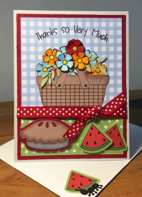 Thanks so very much
Picnic2stamp and dies, wheelbarrow2stamp,February card kit sentiment, best day pattern paper. 

